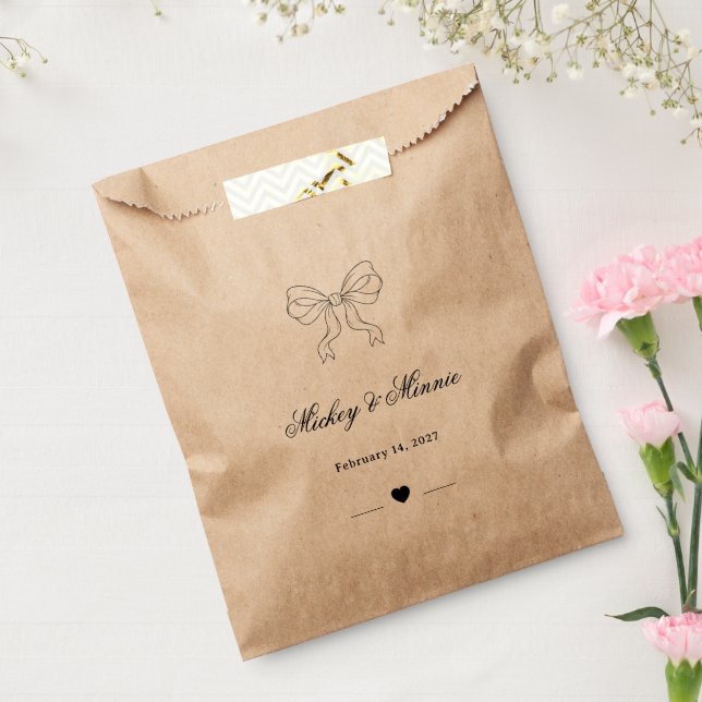 Sacolinha Elegante Design Personalizado Kraft com Laço e Cor (Selado)