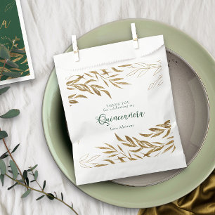 Sacolinha Elegante Dourada Leaf Emerald Green Quinceanera