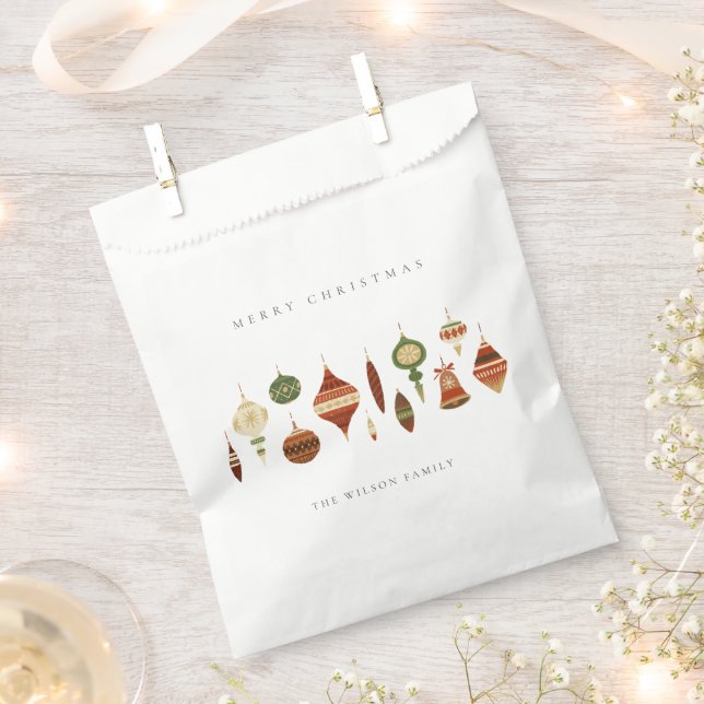 SACOLINHA ELEGANTE KRAFT RED GREEN STAR CHIRSTMAS ORNAMENTOS (Cortado)