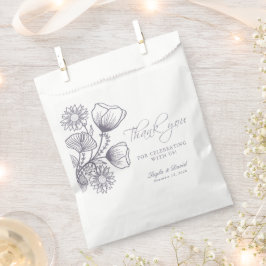 Sacolinha Elegante Lavanda Floral Contorno Obrigado Casament