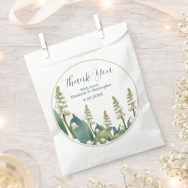 Sacolinha Elegante Lily do Casamento do Vale Obrigado (Cortado)