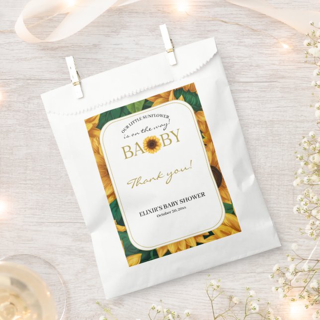 Sacolinha Elegante "Nosso Pequeno Girassol" Chá de fraldas M (Cortado)