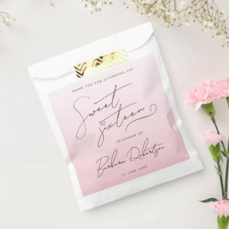 Sacolinha Elegante Rosa Bege Gradual Escrito à Mão Sweet Six