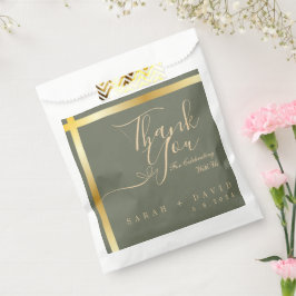 Sacolinha Elegante Sage Green com Dourado Casamento Stripe