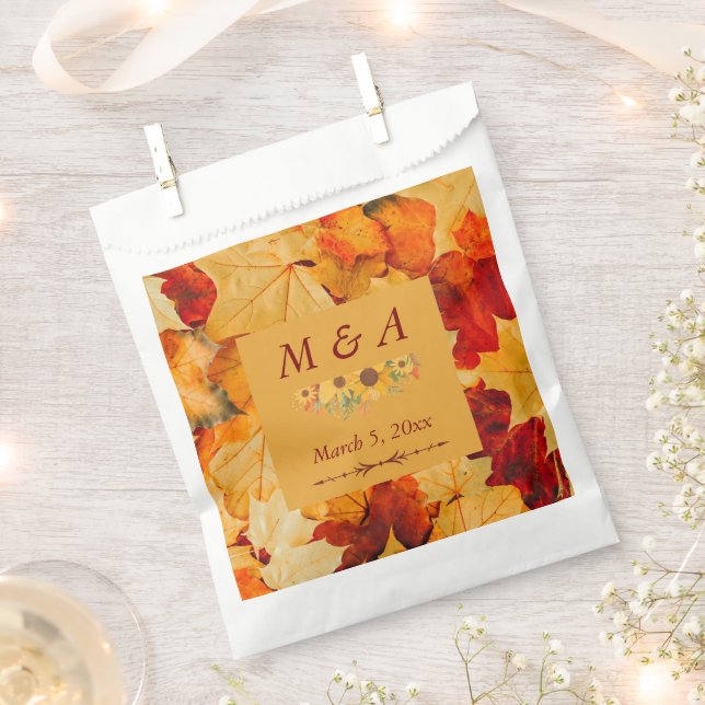 Sacolinha Elegante Vermelho Dourado Outono Deixa Saco de Pre (Cortado)