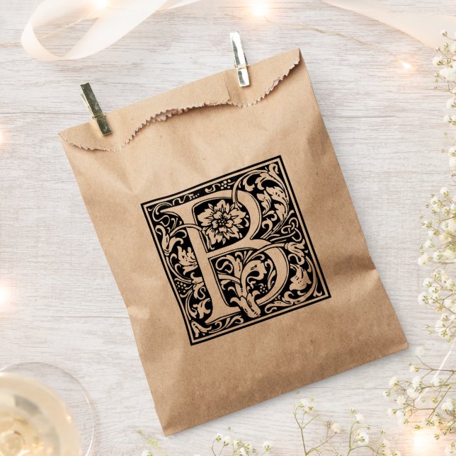 Sacolinha Elegante Vintage Floral - Letra B Monograma (Cortado)