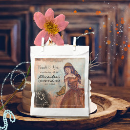 Sacolinha Elegante Vintage Rosa Quinceañera Favor Bag