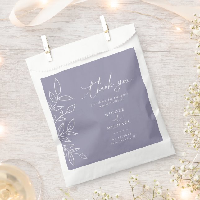 Sacolinha Elegante Violeta Suave Deixa Casamento Obrigado (Cortado)