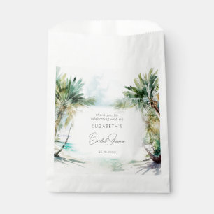 Sacolinha Elegante Watercolor Palm Tree Beach Chá de panela