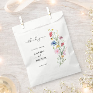 Sacolinha Elegantes Flores Silvestres Casamento Obrigado