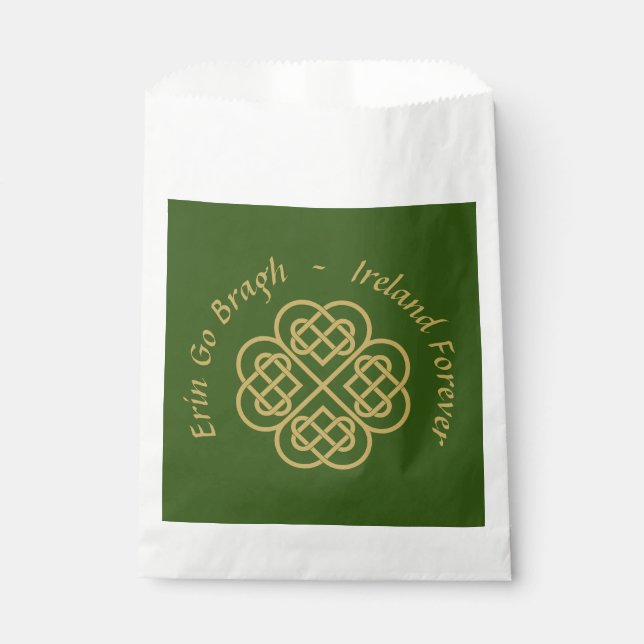 Sacolinha Erin Go Bragh Dourado Celta Shamrock (Frente)