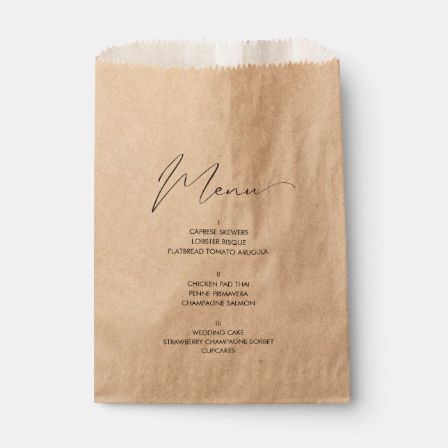 Sacolinha Escrita Rustic Menu Bread Bag Papel Kraft (Frente)