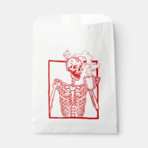 esqueleto de bebendo de café halloween vermelho