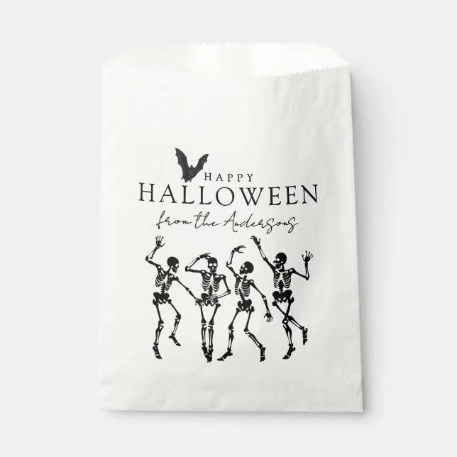 Sacolinha Esqueletos Dançantes Modernos Feliz Halloween (Frente)