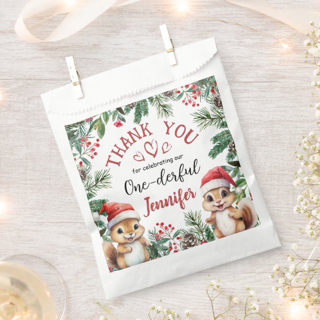 Sacolinha Esquilo de primeiro aniversario de Natal, Cuz Inve (Cortado)