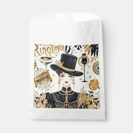 Sacolinha Estilo Moulin rouge, preto e dourado, Luxo rico