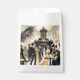 Sacolinha Estilo Moulin rouge, preto e dourado, Luxo rico