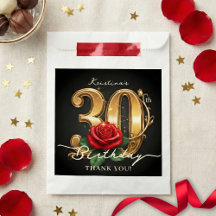 Estiloso Rosa Vermelho Preto Dourado Brilho 30º An