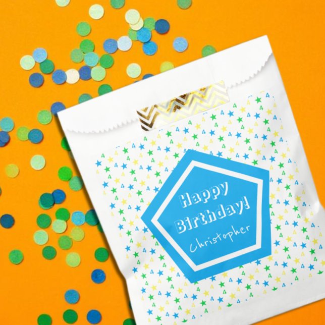 Sacolinha Estrelas Coloridas Rapazes 4º Aniversário (Criador carregado)