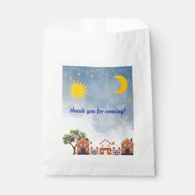 Sacolinha Estrelas, Lua e Chá de fraldas com tema Sun (Frente)