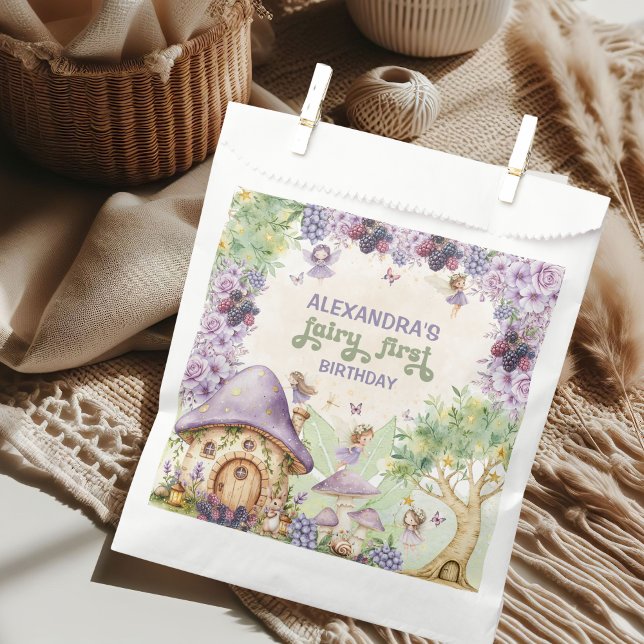 Sacolinha Fada Roxa Primeiro Berry Primeiro Aniversário (Criador carregado)