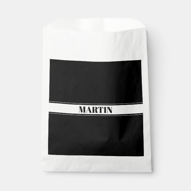 Sacolinha Faixa de Nomes Personalizados Preto e Branco (Frente)