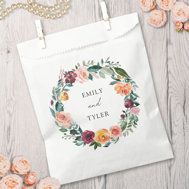 Sacolinha Fall Autumn Rosa Fllower Floral Wreath Casamento (In situ)