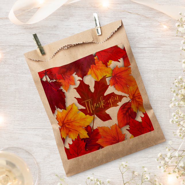 Sacolinha Fall Red Leaves Obrigado Por Favorecer Bolsas (Cortado)