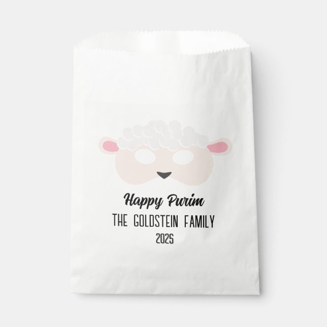 Sacolinha fantasia de mascarada de máscara de ovelha Purim (Frente)