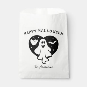 Sacolinha Fantasma Bonita Do Halloween Com Coração E Bat