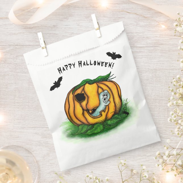 Sacolinha Fantasma do Halloween, Bat, Ghost e Spider (Cortado)