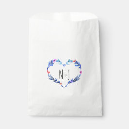 Sacolinha Favor Botânico de Coração Floral Azul Brilhante