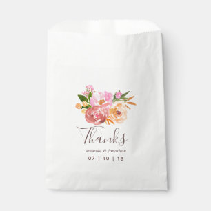 Sacolinha Favor de casamento de primavera com flores de aqua