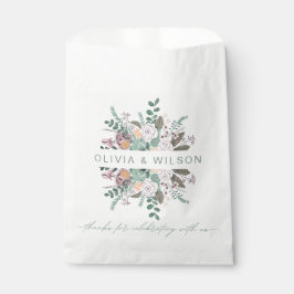 Sacolinha Favor de casamento de verde eucalipto rosa com flo