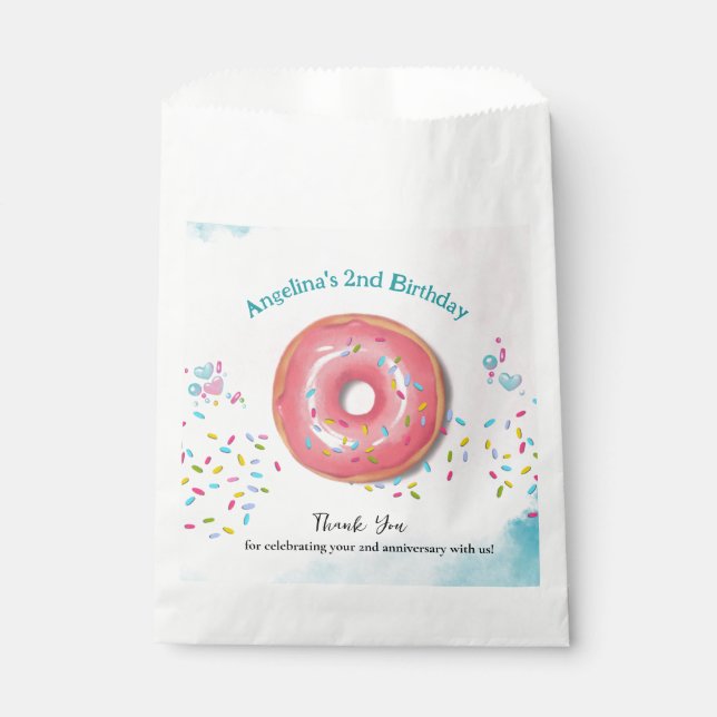 Sacolinha Favorecer Bolsas para segundo aniversário. (Frente)