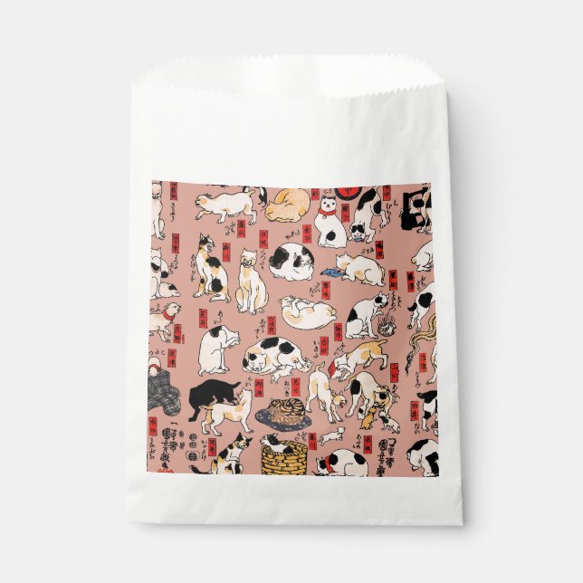 Sacolinha felinos japoneses gatinho Ukiyo-e engraçado (Frente)
