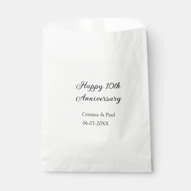 Sacolinha Feliz 10º aniversário, simples nome de casamento m (Frente)