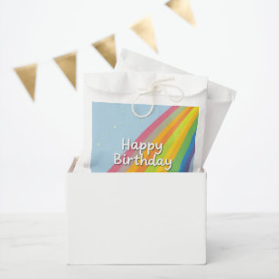 Sacolinha Feliz Aniversário Arco-Íris Brilhante e Colorido