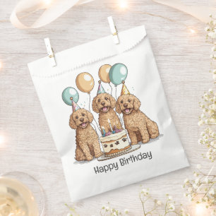 Sacolinha Feliz Aniversário Cachorros de Goldendoodle