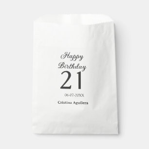 Sacolinha Feliz aniversário de 21 anos letra negrito simples