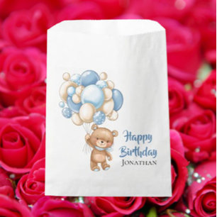 Sacolinha Feliz aniversário do ursinho - Branco