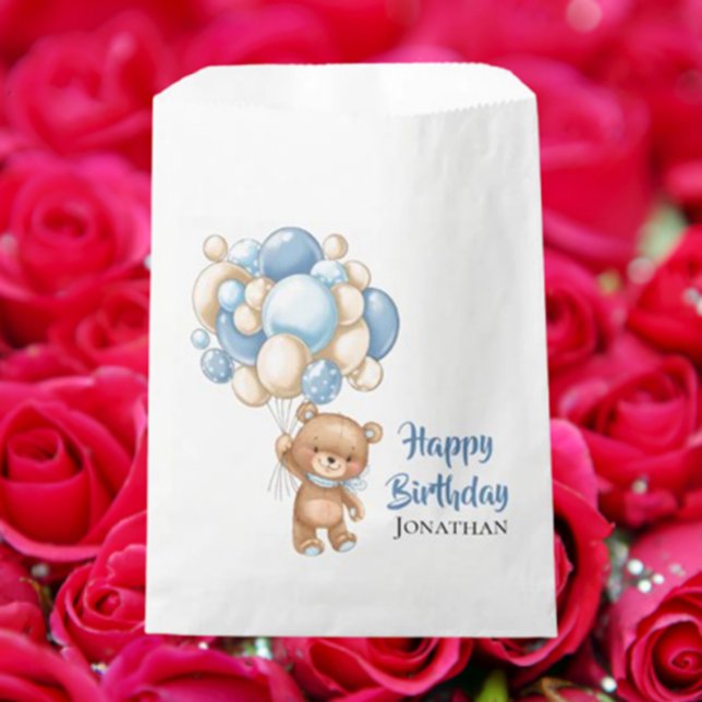 Sacolinha Feliz aniversário do ursinho - Branco (Celebrate a fun-filled teddy bear birthday party!  )