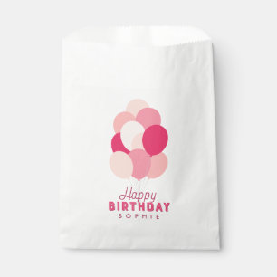 Sacolinha Feliz Aniversário dos Balões Rosa