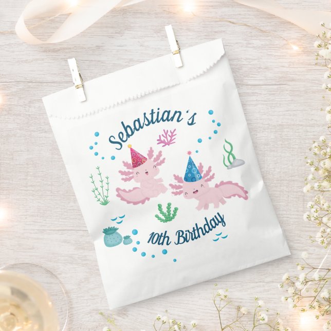 Sacolinha Feliz Aniversário Feliz Festa Axolotl Favor Bag (Cortado)