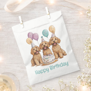 Sacolinha Feliz aniversário Goldendoodle Cães Bolo de Aniver