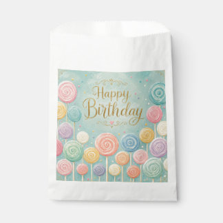Sacolinha Feliz Aniversário Lollipops Caprichosos de Aquarel