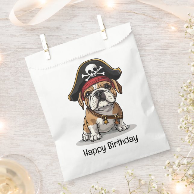 Sacolinha Feliz Aniversário Pirata Inglês Crânio (Cortado)