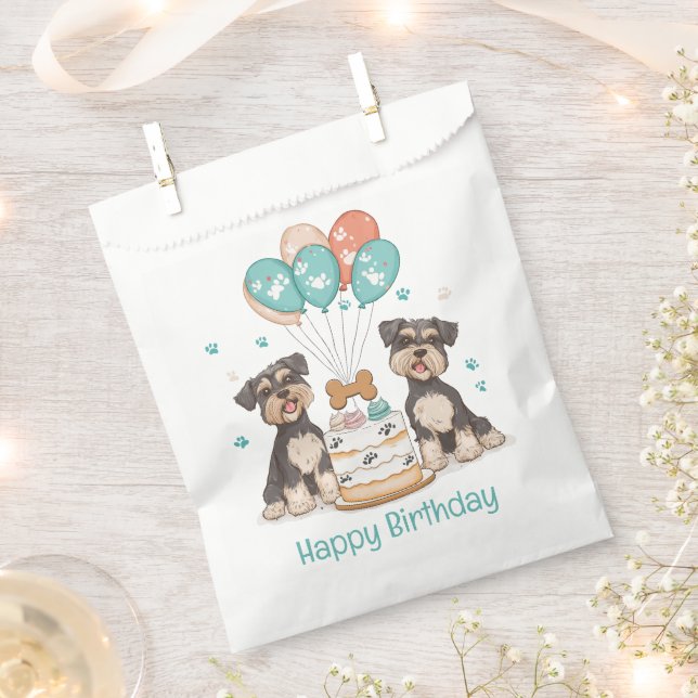 Sacolinha Feliz Aniversário Schnauzer Cães (Cortado)