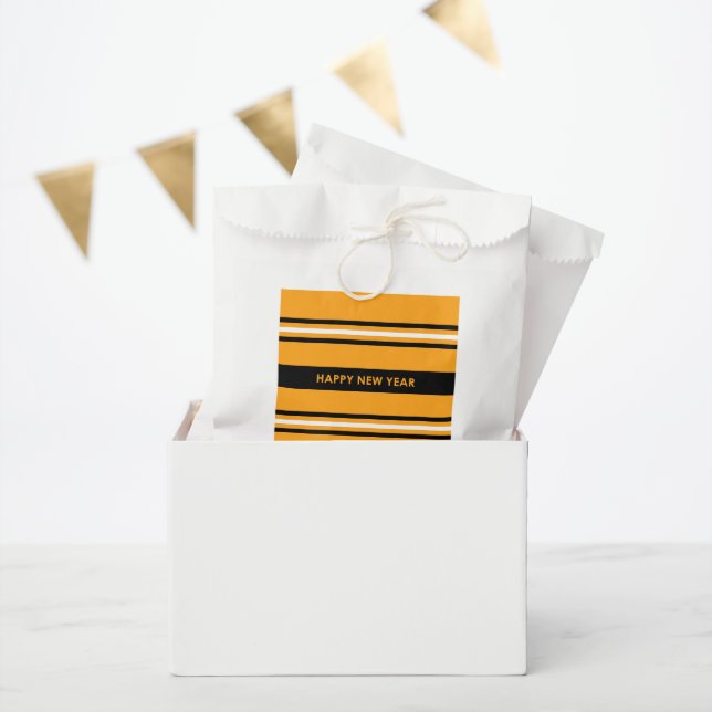 Sacolinha Feliz ano novo Amarelo e Preto (Festa)
