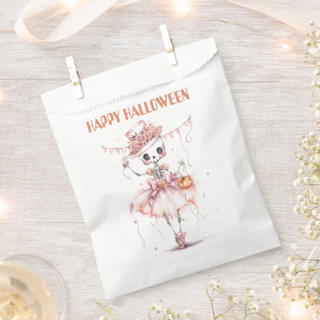 Sacolinha Feliz Dia das Bruxas | Ballerina Skeleton Favor Bo (Cortado)